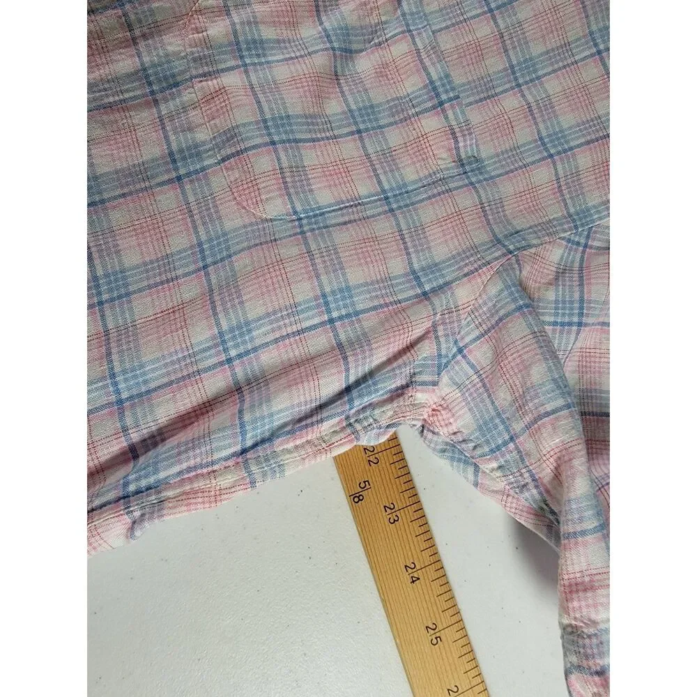 Brooks Brothers Irish Linen Pink & Blue Plaid Button Shirt - Medium - Picture 4 of 6